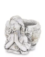 Donice - Osłonka doniczka anioł szara ceramika 13x13x16 - miniaturka - grafika 1