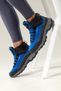 Niebieskie buty trekkingowe damskie z czarnymi dodatkami sznurowane softshell Casu Y7994-4 - Buty trekkingowe damskie - miniaturka - grafika 1