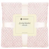 Narzuty - Springos Narzuta na łóżko, pled 200x220 cm tłoczony, dwustronny koc na kanapę różowy HA7101 - miniaturka - grafika 1