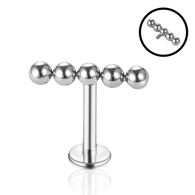 Kolczyk PIERCING Helix Labret srebrny z kuleczkami Lobe TYTAN 1.2/6