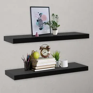 Półki do salonu - vidaXL Wiszące półki ścienne, 2 szt., czarne, 120 x 20 x 3,8 cm vidaXL - miniaturka - grafika 1