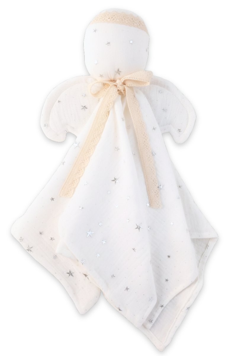 Ręcznie Robiony Muślinowy Aniołek Przytulanka GWIAZDKA - Idealny na Prezent!