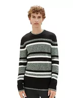 Swetry męskie - TOM TAILOR Denim sweter męski, 32768 - Green Fancy Multicolor Stripe, L - miniaturka - grafika 1