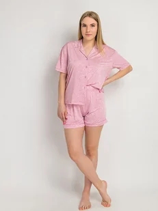 Dwuczęściowa piżama w serca różowy XL - Piżamy damskie Dwuczęściowa piżama w serca różowy XL - Piżamy damskie - miniaturka - grafika 1