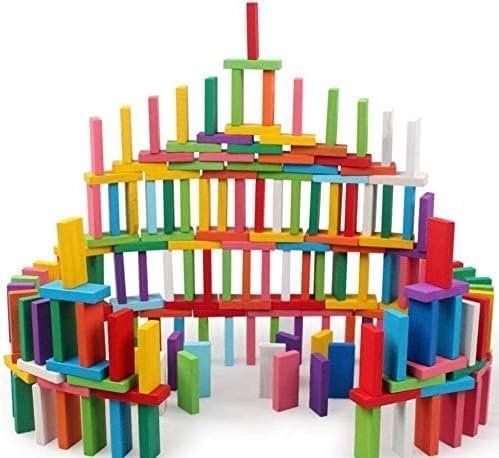 DREWNIANE KLOCKI DOMINO 120 SZT EDUKACYJNA ZABAWKA DLA DZIECI 3+