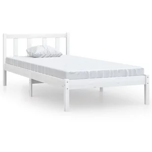 vidaXL Rama łóżka biała lite drewno sosnowe 100 x 200 cm 810073 - Łóżka - miniaturka - grafika 1