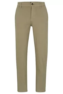 BOSS Męskie spodnie chino zwężane z tkaniny Cavalry-Twill z elastycznej bawełny, Light/Pastel Green336, 38W / 32L - Spodenki męskie - miniaturka - grafika 1