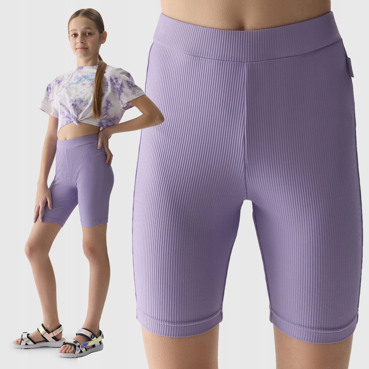 4F LEGGINSY KOLARKI DZIANINOWE DZIEWCZĘCE SS24 Ttigf134