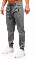 Spodnie sportowe męskie - Szare spodnie męskie joggery dresowe Denley JX6351 - miniaturka - grafika 1