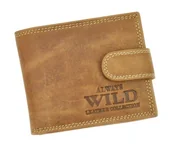 Portfele - Portfel Męski Skórzany ALWAYS WILD Skóra Licowa Mały Poziomy Z Zapięciem RFID N0035L-CHM/8748 KONIAKOWY 10,5 x 9 x 2 [cm] - miniaturka - grafika 1