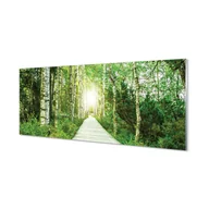 Dekoracje domu - Płyta szklana Droga las drzewa brzozy 125x50 cm - miniaturka - grafika 1