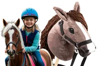 Maskotki i pluszaki - Duży Hobby Horse Brązowy Koń Konik Na Kiju kijku patyku A3 Biały dla dzieci dziecka - miniaturka - grafika 1