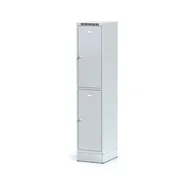 Szafki BHP - Alfa 3 Metalowa szafka ubraniowa 2-drzwiowa na cokole, drzwi szare, zamek obrotowy 1261733 - miniaturka - grafika 1