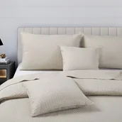 Narzuty - Jasno Beżowa Narzuta Pikowana na Fotel 75x150 TRIO - miniaturka - grafika 1