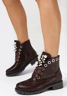 Botki damskie - Brązowe Botki Morepheia - miniaturka - grafika 1