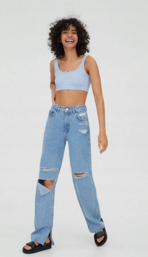 Jeansy Damskie Niebieskie Klasyczne Proste 38 Rxs