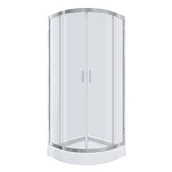 Kabiny prysznicowe - Kabina prysznicowa NAMELESS Durasan 80x80 chrom półokrągła z brodzikiem zestaw 1szt. - miniaturka - grafika 1