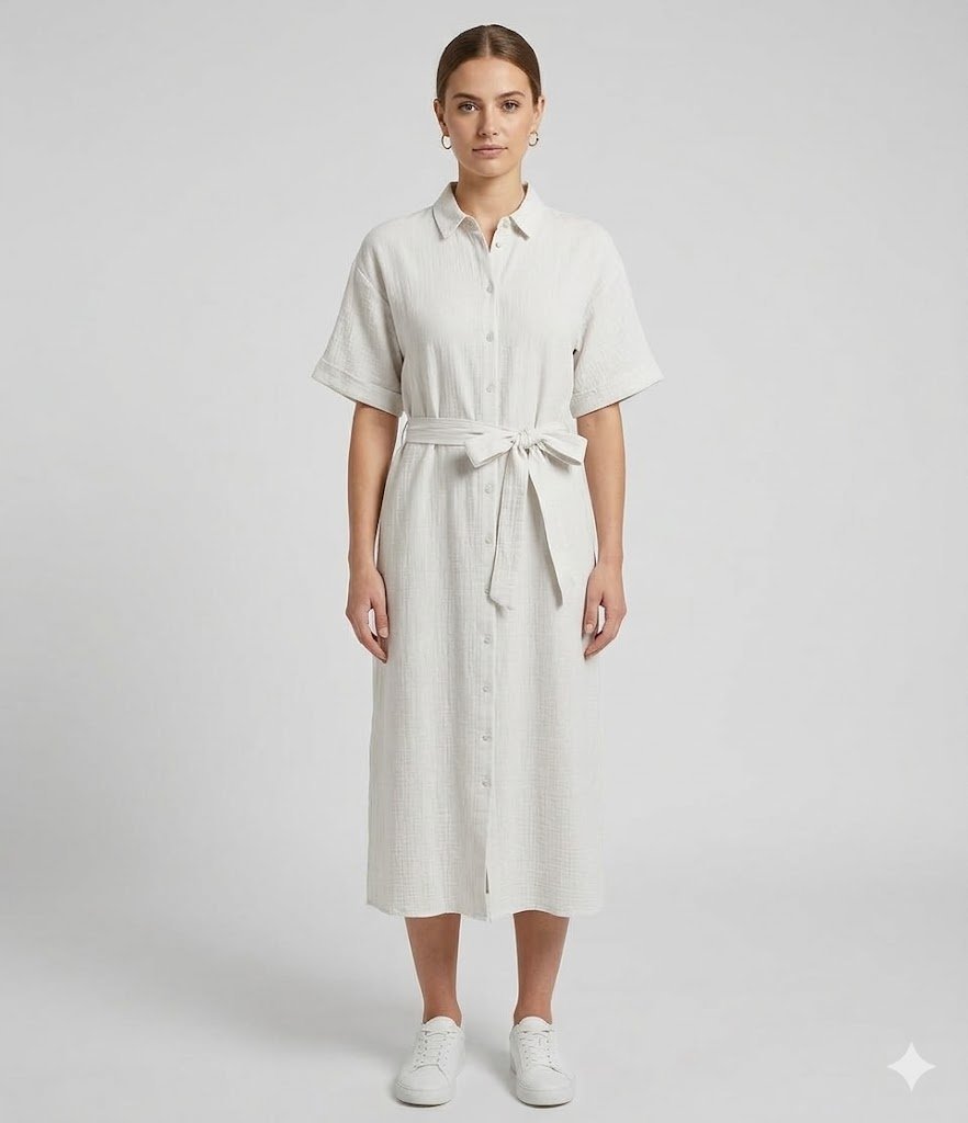 VERO MODA BIAŁA SUKIENKA KOSZULOWA Z PASKIEM I KOŁNIERZYKIEM XS 6FA
