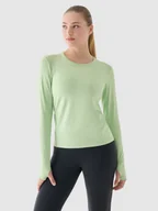 Koszulki sportowe damskie - Damski longsleeve do biegania 4F 4FWAW24TFLOF249 - zielony - miniaturka - grafika 1