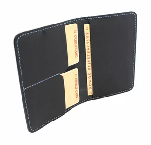 Etui Na Karty Dokumenty PolskaGalanteria Duże Skóra Naturalna Pionowe CZARNY Z BŁĘKITNĄ NITKĄ - Etui na dokumenty i karty - miniaturka - grafika 4