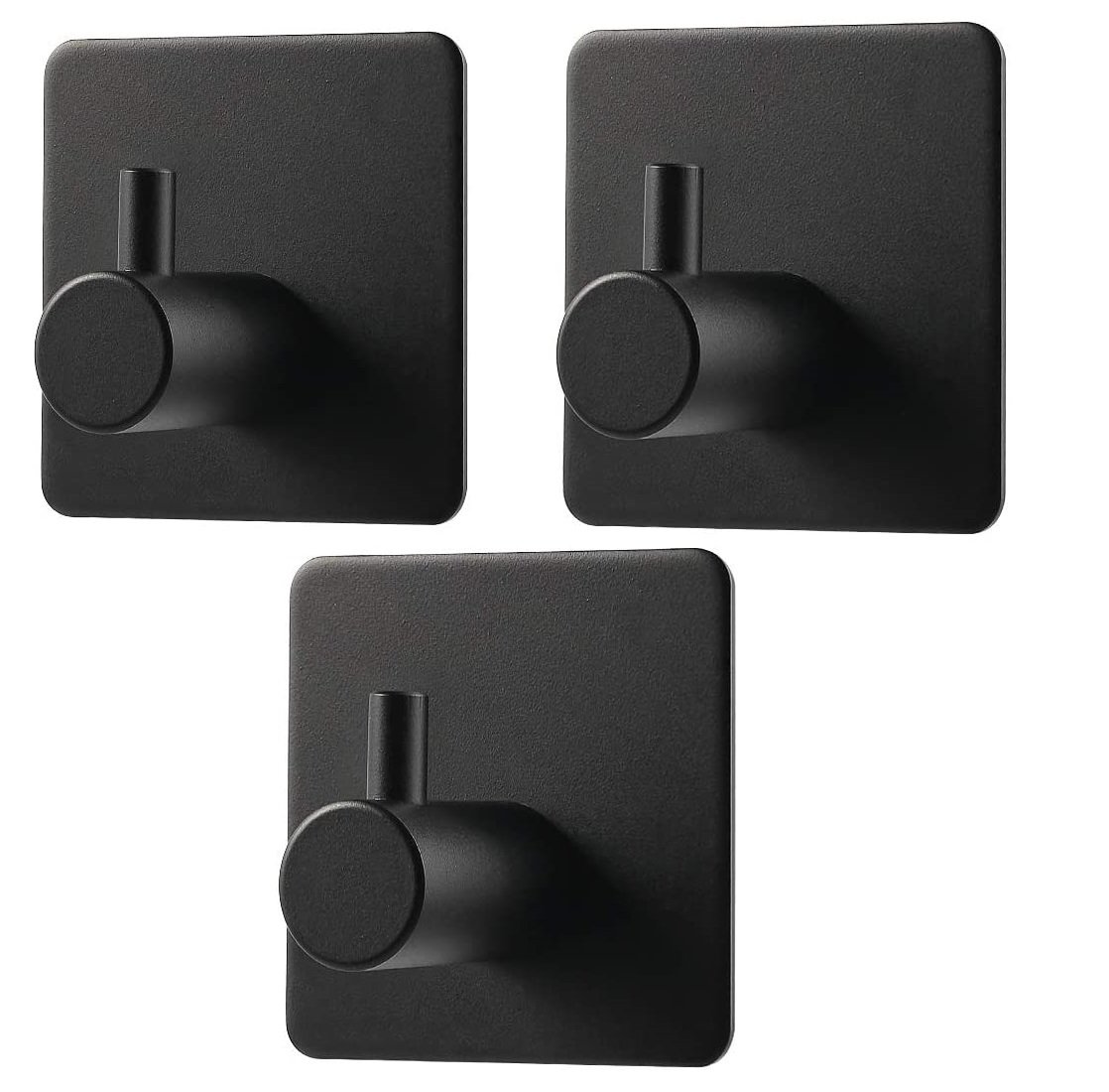 zestaw 3 podwójnych haczyków bez wiercenia do łazienki i kuchni - haczyki uniwersalne [samoprzylepne] - wieszak na ręczniki haczyki samoprzylepne 45x45 mm ze stali nierdzewnej haczyki na szlafroki ze stali nierdzewnej haczyki samoprzylepne [czarne]