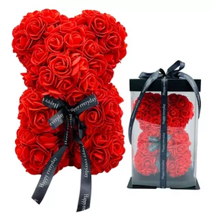 MIŚ Z KOKARDKĄ Z PIANKOWYCH RÓŻ W PREZENTOWYM PUDEŁKU ZE WSTĄŻKĄ 30 X 18 X 18 CM MIŚ 24 X 17 X 17 CM KOLOR CZERWONY - Sztuczne kwiaty MIŚ Z KOKARDKĄ Z PIANKOWYCH RÓŻ W PREZENTOWYM PUDEŁKU ZE WSTĄŻKĄ 30 X 18 X 18 CM MIŚ 24 X 17 X 17 CM KOLOR CZERWONY - Sztuczne kwiaty - miniaturka - grafika 1