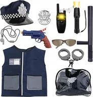 Zabawy w naśladowanie dorosłych - Zestaw Małego Policjanta Dla Dzieci Policja Akcesoria Kamizelka Czapka - miniaturka - grafika 1