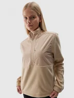 Koszulki sportowe damskie - Damski polar rozpinany bez kaptura 4F 4FWAW24TFLEF273 - beżowy - miniaturka - grafika 1