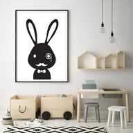 Wyposażenie pokoiku dziecięcego - Plakat czarno biały królik Sherlkock - miniaturka - grafika 1