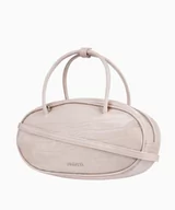 Torebki damskie - PUCCINI Owalna beżowa torebka damska na łańcuszku o fakturze croco - miniaturka - grafika 1