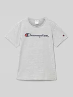 Koszulki dla chłopców - T-shirt z nadrukiem z logo - miniaturka - grafika 1