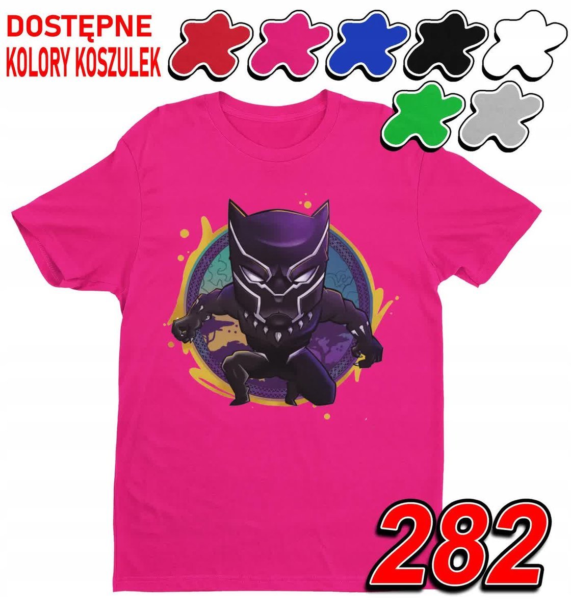 Dziecięca Koszulka Z Nadrukiem Avengers Czarna Pantera Kot -Xs 110-116