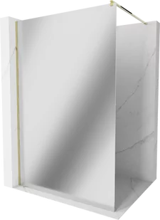 Mexen Kioto ścianka prysznicowa Walk-in 100 x 200 cm, lustro 8 mm, złota - 800-100-101-50-50 - Ścianki i drzwi prysznicowe - miniaturka - grafika 1