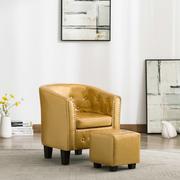 Fotele - vidaXL Fotel klubowy z podnóżkiem, lśniący złoty, sztuczna skóra - miniaturka - grafika 1