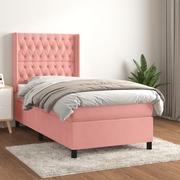 Łóżka - Lumarko Łóżko kontynentalne z materacem, różowe, aksamit, 80x200 cm - miniaturka - grafika 1