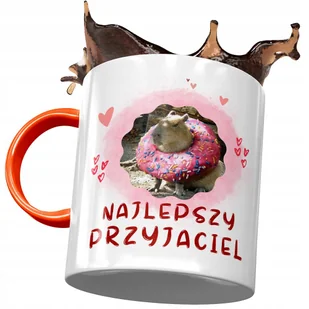 Kubek Pomarańczowy Kapibara na Urodziny Prezent z Nadrukiem ze Zdjęciem + Opakowanie na prezent (wzór 01) - Kubki - miniaturka - grafika 1
