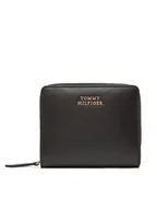 Portfele - Tommy Hilfiger Mały Portfel Damski Th Leather Slg Med Za Flap AW0AW17499 Czarny - miniaturka - grafika 1