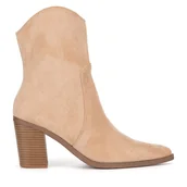 Botki damskie - Kowbojki Jenny Fairy WFA2812-1 Beżowy - miniaturka - grafika 1