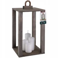 Świeczniki - LATARNIA DREWNIANA 20X20 LAMPION NA ŚWIECE ŚWIECZNIK LATARENKA DOMU OGRODU - miniaturka - grafika 1