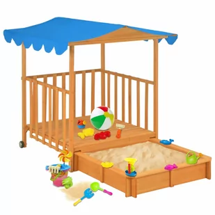 Domek z piaskownicą, drewno, niebieski, UV50 - Place zabaw - miniaturka - grafika 1