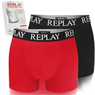 Majtki męskie - Replay Bokserki Męskie Majtki 2 sztuki Bawełna Czarne Kolor Logo Roz. XXL - miniaturka - grafika 1