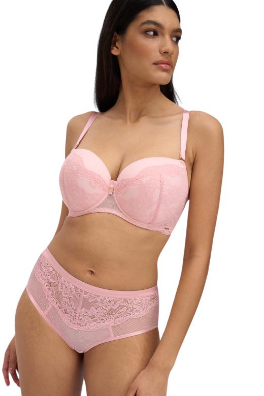 Majtki Figi wysoki stan Whisper Alles koronkowe różowe XL