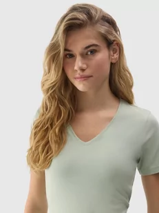 T-shirt gładki z bawełną organiczną damski 4F - Koszulki i topy damskie - miniaturka - grafika 1