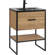 Szafki łazienkowe - Szafka z Umywalką 820 Brooklyn Comad Dąb Craft Złoty, Czarny - miniaturka - grafika 1