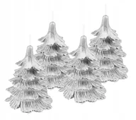 Świece - 4 x świeczki świąteczne choinka 10 cm cała srebrna - miniaturka - grafika 1