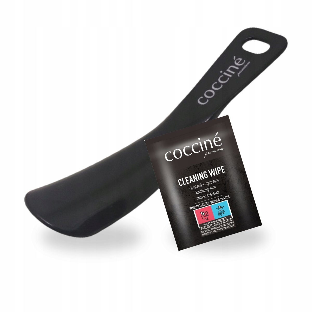 Krótka Łyżka do Butów z Chusteczką Clean Wipe Coccine Zestaw 2w1
