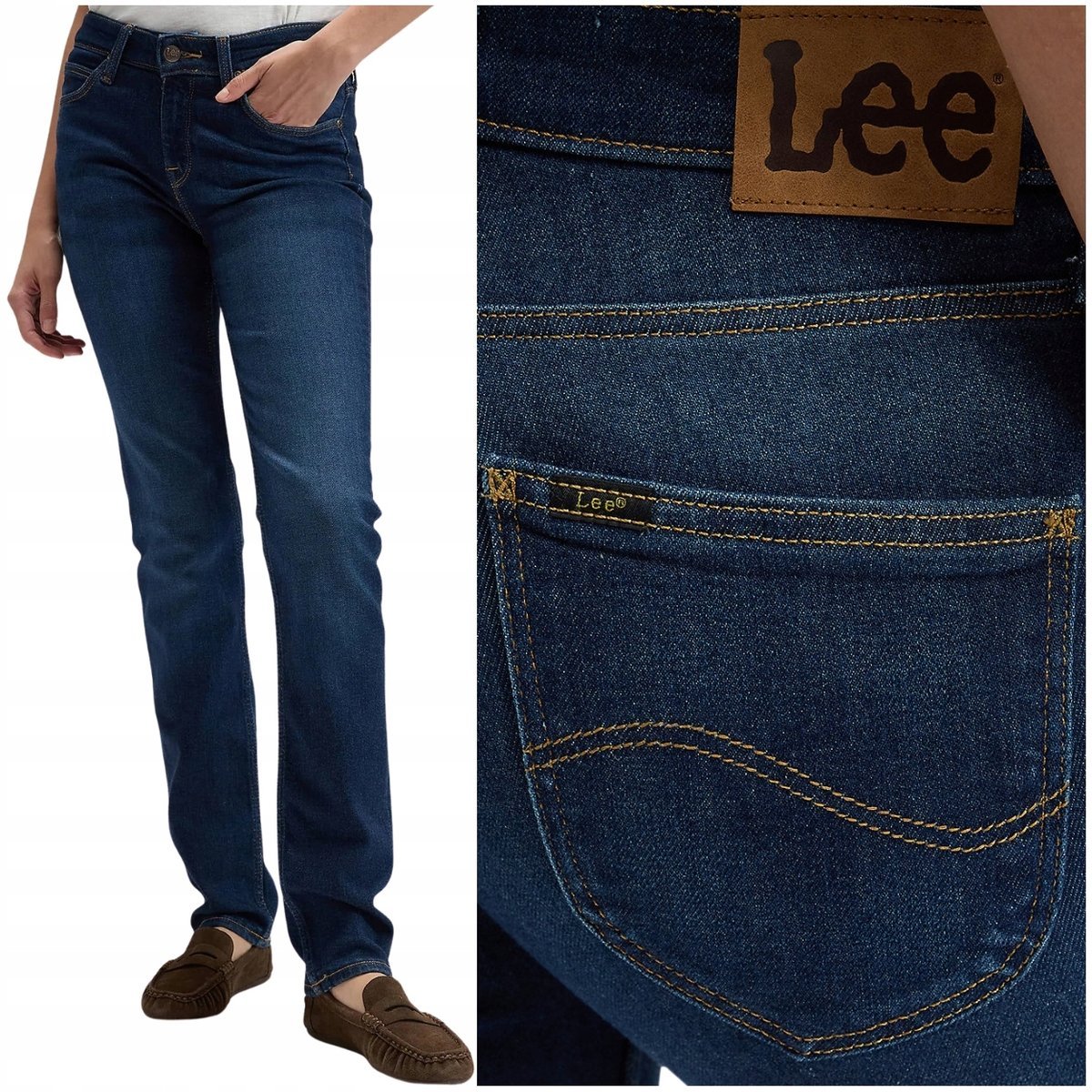 Lee MARION STRAIGHT Rain Falls proste damskie spodnie jeansowe W34 L33