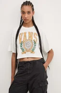 Koszulki sportowe damskie - Vans t-shirt bawełniany damski kolor beżowy VN000HHEFS81 - miniaturka - grafika 1