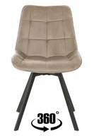 Krzesła - Stylowe krzesło obrotowe tapicerowane welurowe beżowe Lapo do salonu biura - miniaturka - grafika 1