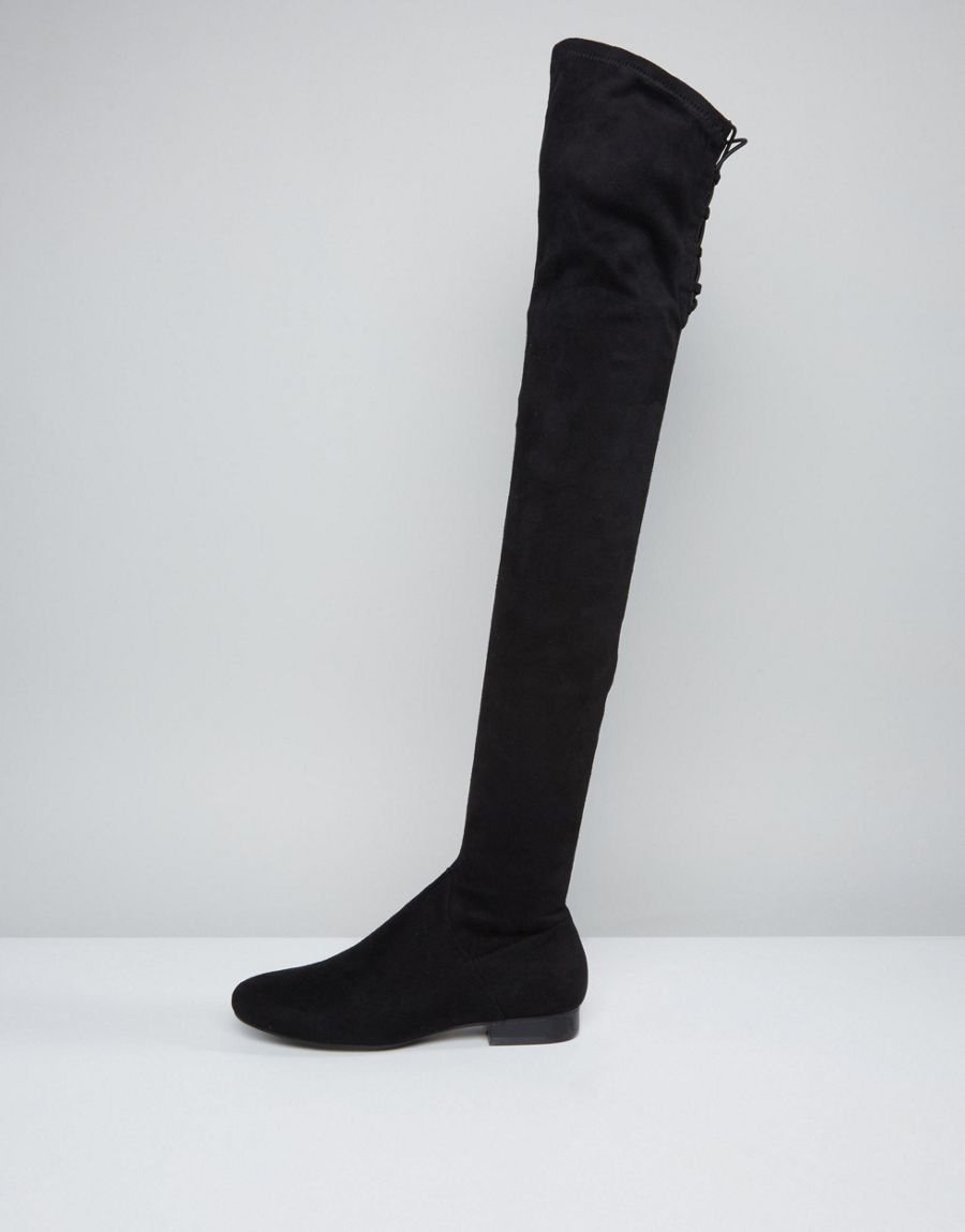 ASOS DESIGN CZARNE KOZAKI ZAMSZOWE KLASYCZNE Z PŁASKIM OBCASEM 37 14CA